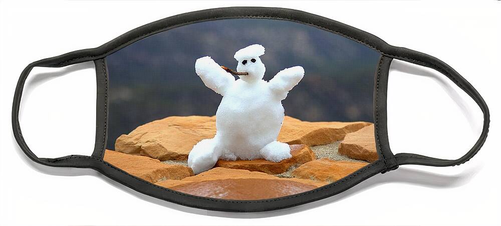 1101 Face Mask featuring the photograph Snowman At Bryce - Square by Gordon Elwell