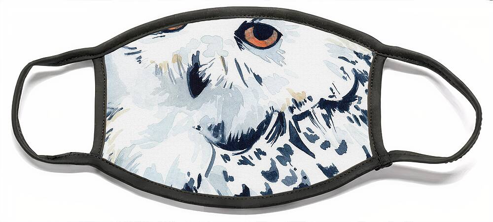 Owl Face Mask featuring the painting Snowy Owl by Sean Parnell