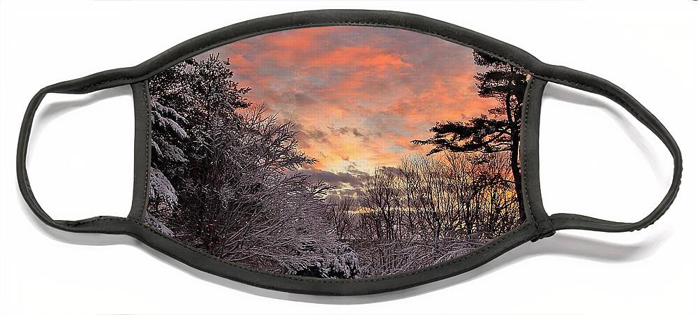 Maine Face Mask featuring the photograph Snowy Sunrise by Karin Pinkham