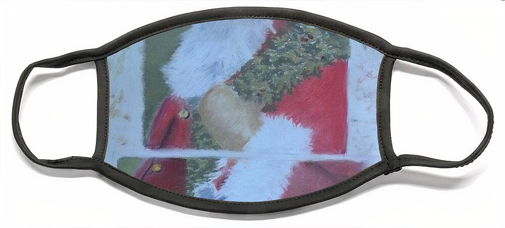 Santa Face Mask featuring the painting S'nta Claus by Claudia Goodell