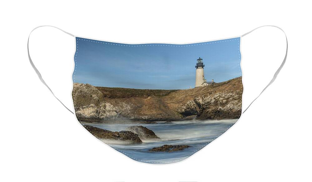 Yaquina Head Face Mask featuring the photograph Soft Surf 0013 by Kristina Rinell