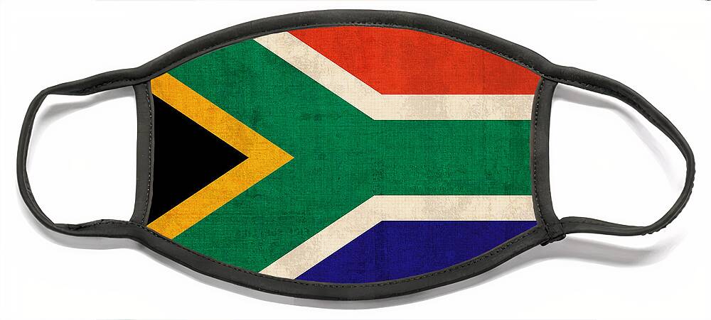 South Africa Flag Vintage Distressed Finish Face Mask featuring the mixed media South Africa Flag Vintage Distressed Finish by Design Turnpike