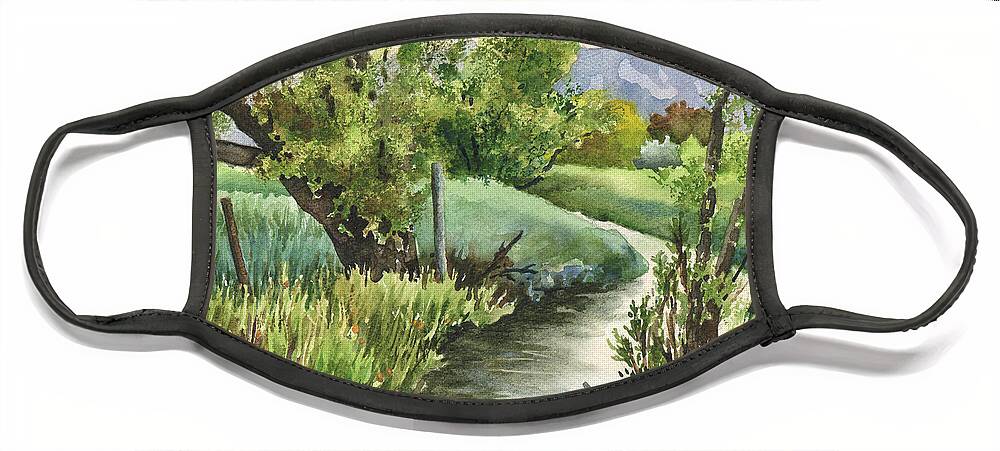 Landscape Painting Face Mask featuring the painting South Boulder Creek by Anne Gifford