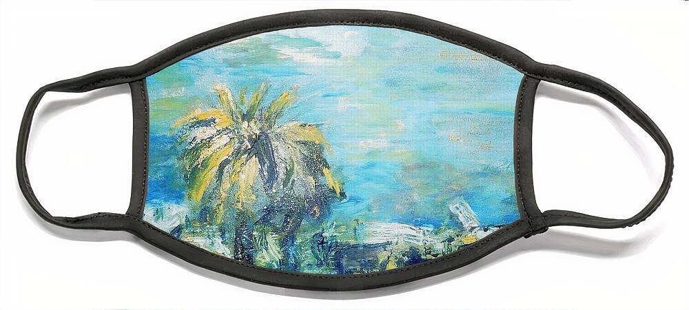 Seascape Face Mask featuring the painting South of France  Juan les Pins by Fereshteh Stoecklein