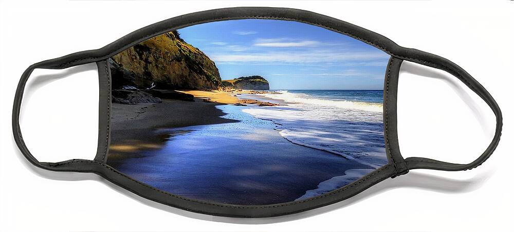 New Zealand Face Mask featuring the photograph South Pacific Shores by Peter Mooyman