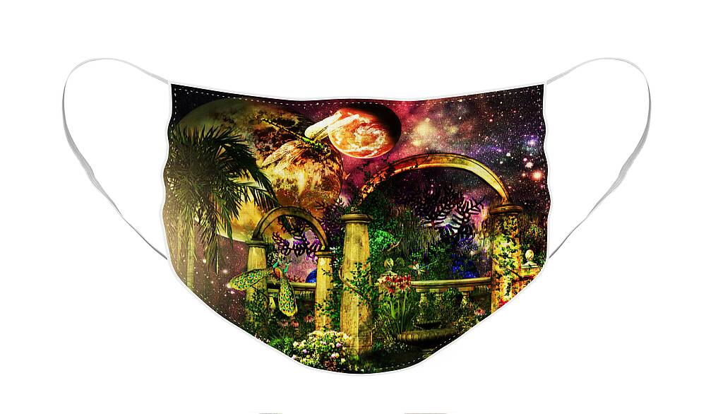 Space Garden Face Mask featuring the mixed media Space Garden by Ally White