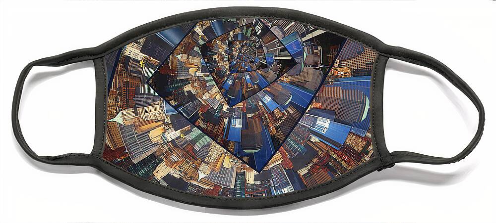 Graphic Design Face Mask featuring the photograph Spinning City Walls by Phil Perkins