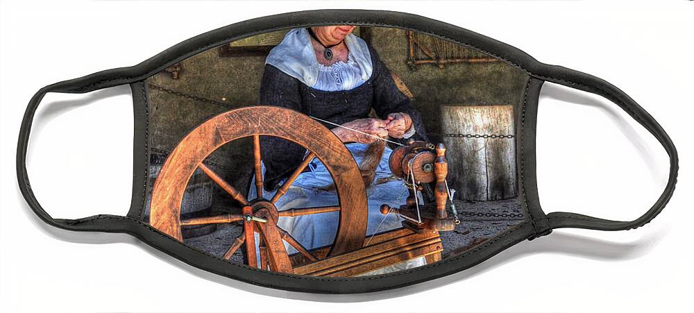 Historic Face Mask featuring the photograph Spinning Yarn by Kathy Baccari