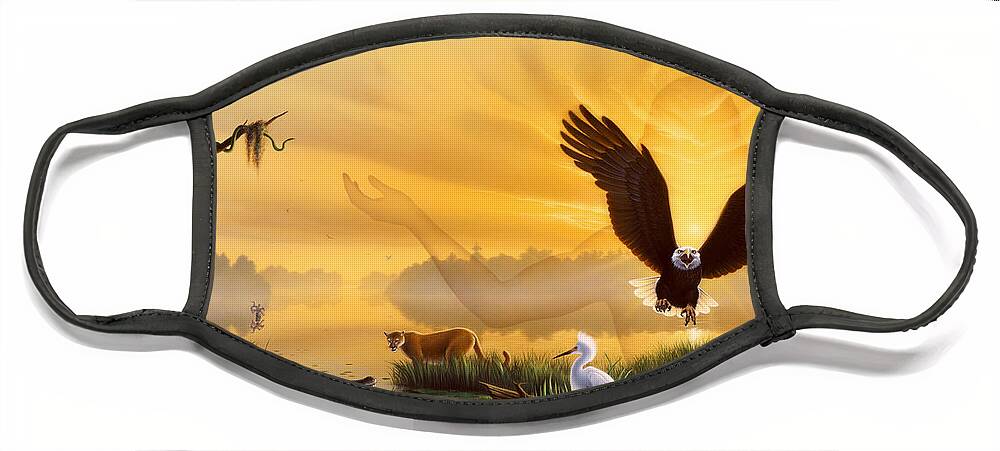 Eagle Face Mask featuring the painting Spirit of the Everglades by Jerry LoFaro