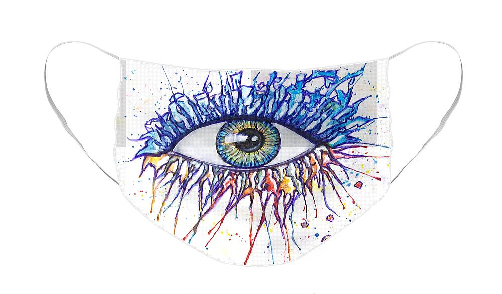Painting Face Mask featuring the painting Splash Eye 1 by Kiki Art