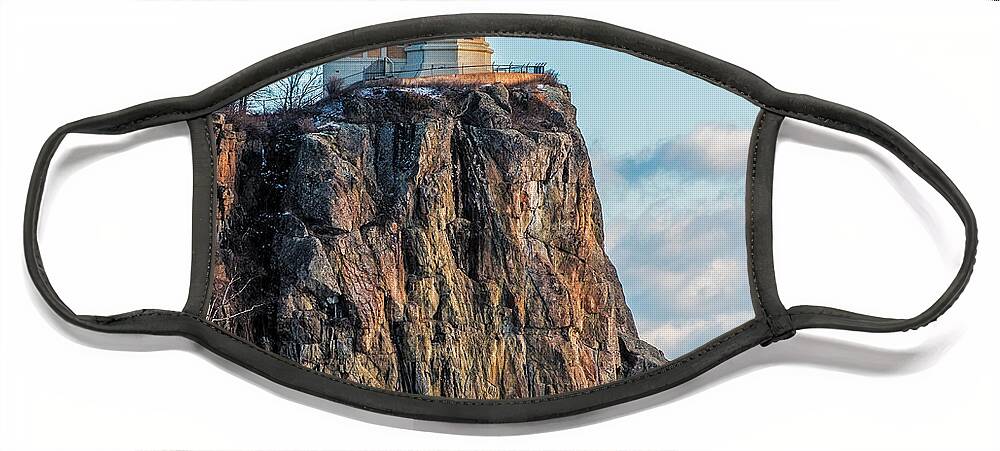Split Rock Lighthouse Face Mask featuring the photograph Split Rock Lighthouse In Winter by Paul Freidlund