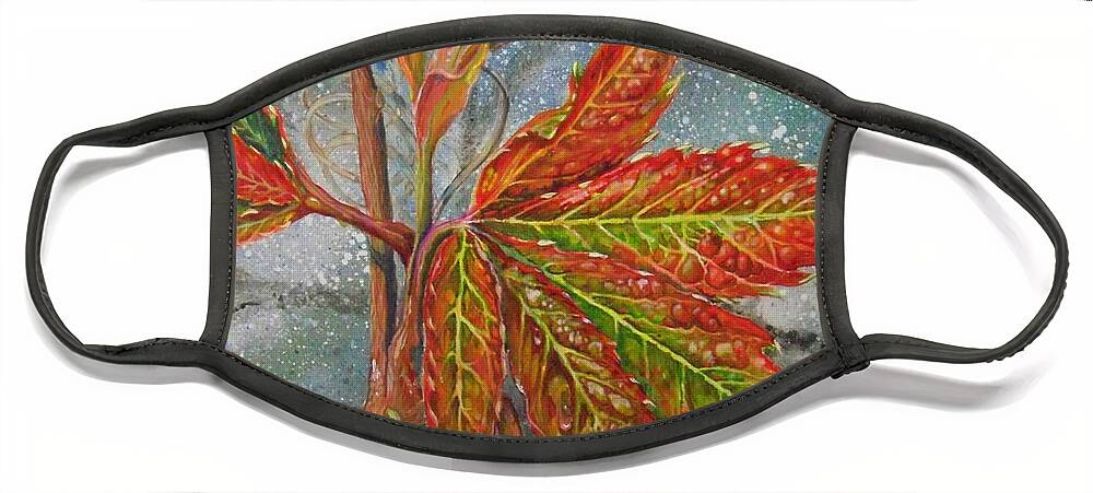 Shenandoah Face Mask featuring the painting Spring Virginia Creeper by Nicole Angell