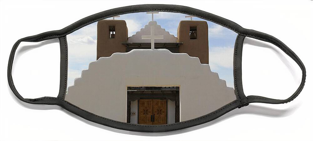 Taos Pueblo Face Mask featuring the photograph St. Jerome Chapel - Taos Pueblo by Mike McGlothlen