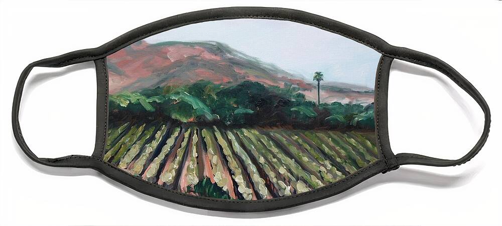 Vineyard Face Mask featuring the painting Stag's Leap Vineyard by Donna Tuten