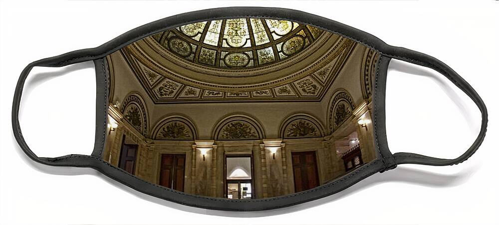 Chicago Face Mask featuring the photograph Stain Glass Rotunda by Sven Brogren