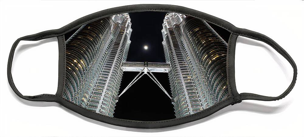 Petronas Twin Towers Face Mask featuring the photograph Stainless Steel Moon by Georgia Mizuleva