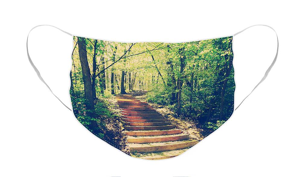 Photography Face Mask featuring the photograph Stairway Into The Forest by Phil Perkins