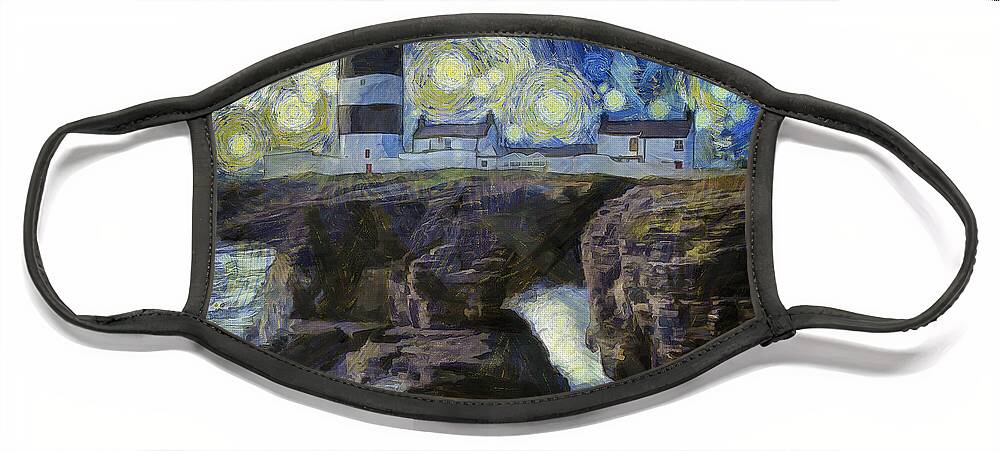Hook Face Mask featuring the photograph Starry Hook Head Lighthouse by Nigel R Bell