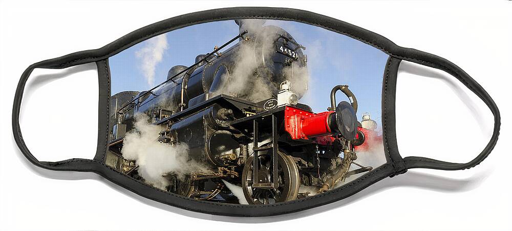 Train Face Mask featuring the photograph Steam locomotive 46521 by Steev Stamford