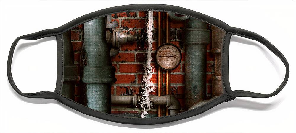 Plumber Face Mask featuring the digital art Steampunk - Plumbing - Pipes and Valves by Mike Savad