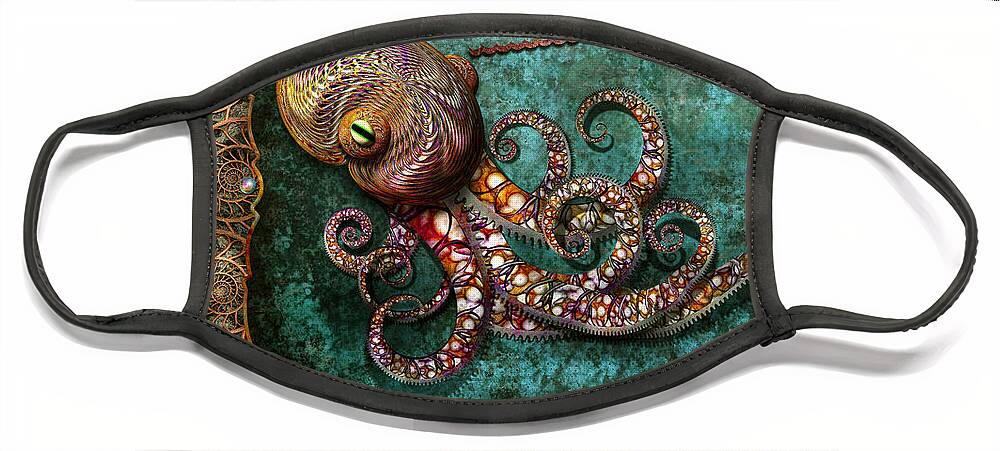 Self Face Mask featuring the digital art Steampunk - The tale of the Kraken by Mike Savad