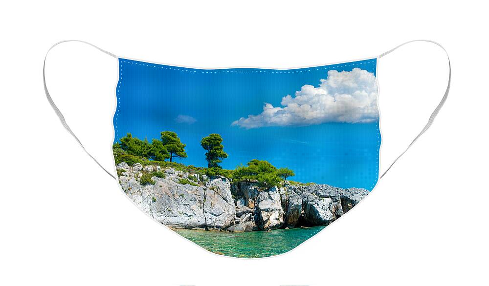 Greece Face Mask featuring the photograph Stoney Beach by Roy Pedersen