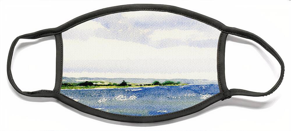 Stonington Point Face Mask featuring the painting Stonington Point East by Paul Gaj