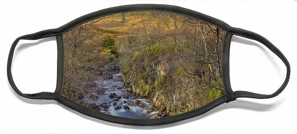 Buachaille Etive Mor Face Mask featuring the photograph Stream below Buachaille Etive Mor by Gary Eason