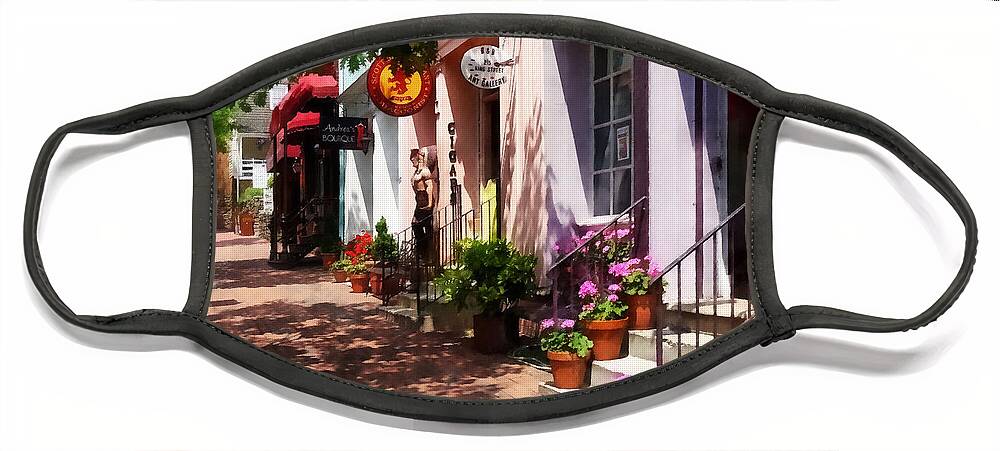 Alexandria Face Mask featuring the photograph Alexandria VA - Street With Art Gallery and Tobacconist by Susan Savad