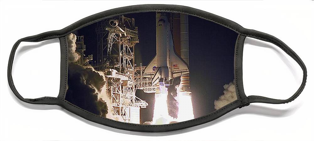 Astronomy Face Mask featuring the photograph Sts-101, Space Shuttle Atlantis, 2000 by Science Source