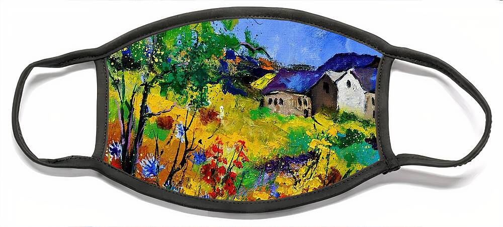 Landscape Face Mask featuring the painting Summer 673180 by Pol Ledent