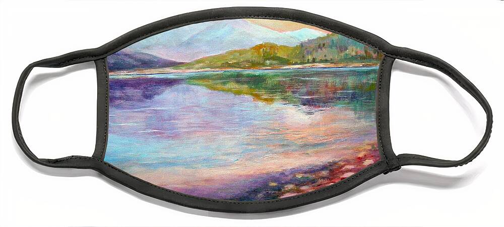 Mountains Face Mask featuring the painting Summer Afternoon by Sher Nasser