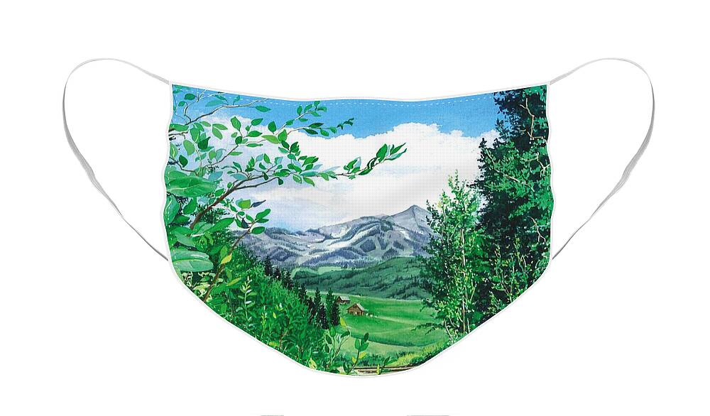 Watercolor Trees Face Mask featuring the painting Summer Paradise by Barbara Jewell