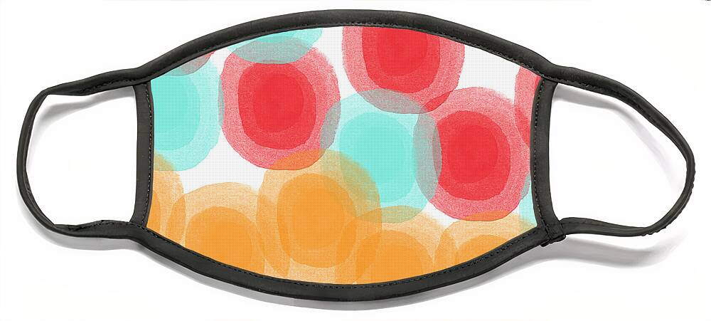 Abstract Circles Face Mask featuring the painting Summer Sorbet- abstract painting by Linda Woods