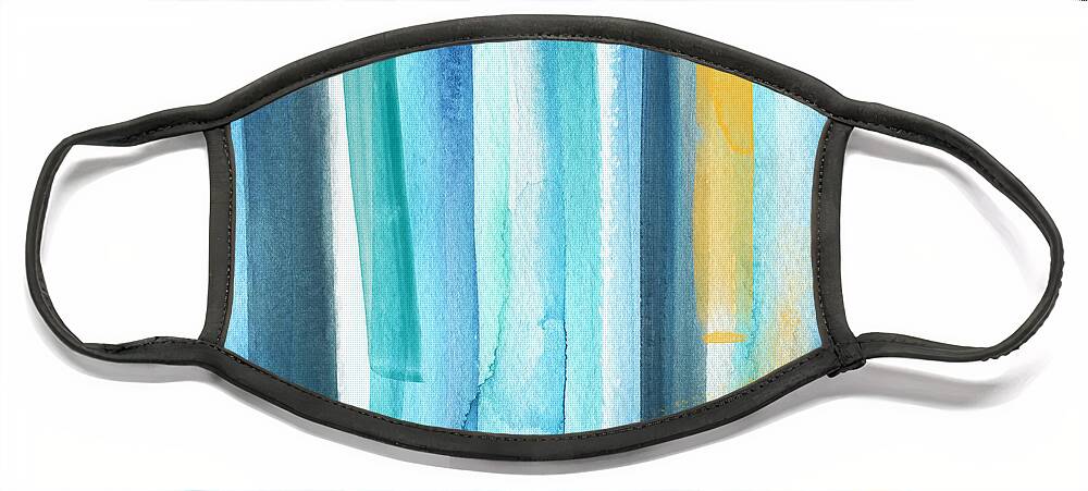 Water Face Mask featuring the painting Summer Surf- Abstract Painting by Linda Woods