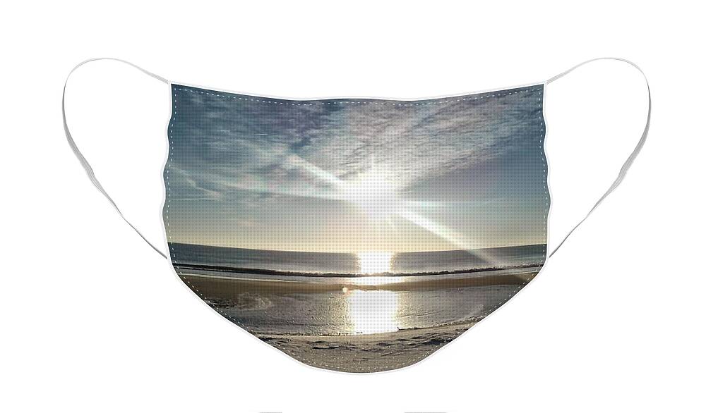 Sun Face Mask featuring the photograph Sun Reflecting Off Ice and Ocean by Robert Banach
