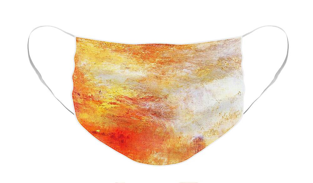Joseph Mallord William Turner Face Mask featuring the painting Sun Setting Over A Lake by William Turner