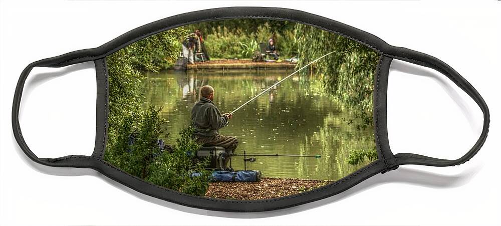 Sunday Fishing Face Mask featuring the photograph Sunday fishing at the Lake by Jeremy Hayden