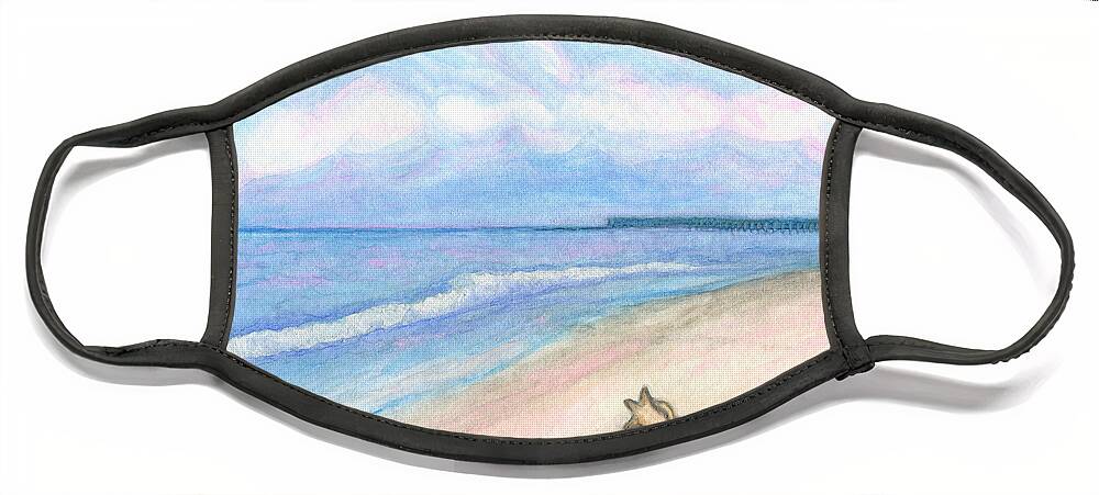 Sunday Morning On Flagler Beach Face Mask featuring the painting Sunday Morning on Flagler Beach by Classic Visions Gallery