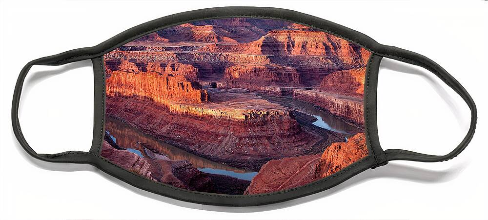 Bob And Nancy Kendrick Face Mask featuring the photograph Sunrise at Dead Horse Point by Bob and Nancy Kendrick