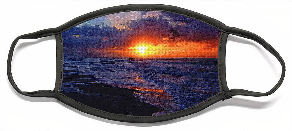 Atlantic Ocean Face Mask featuring the photograph Sunrise Over The Atlantic Ocean by Phil Perkins