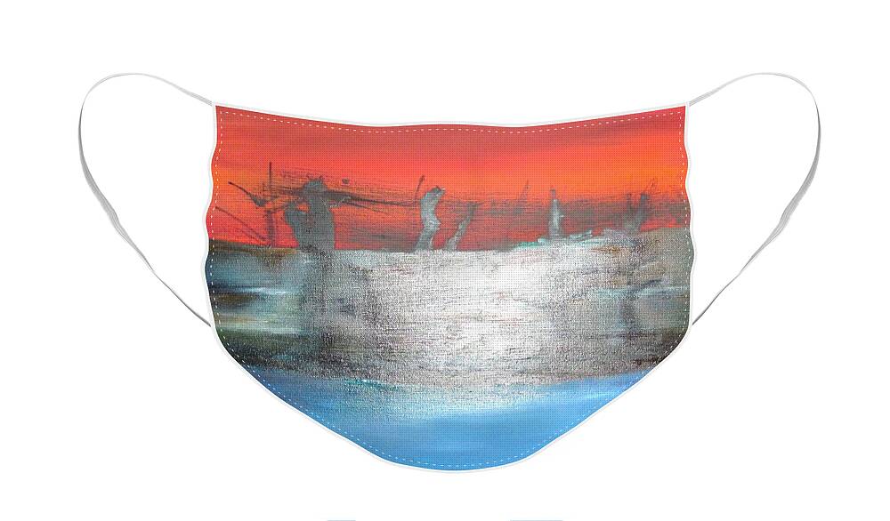 Water Face Mask featuring the painting Sunset at Dismal Swamp by Steve Sommers