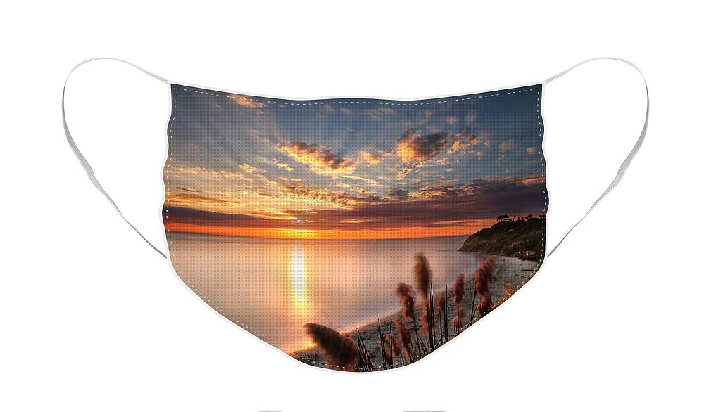 Sunset Face Mask featuring the photograph Sunset at Swamis Beach 7 by Larry Marshall