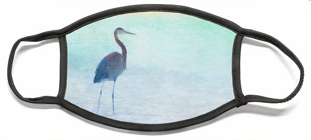 Heron Face Mask featuring the digital art Sunset Beauty by Jayne Carney