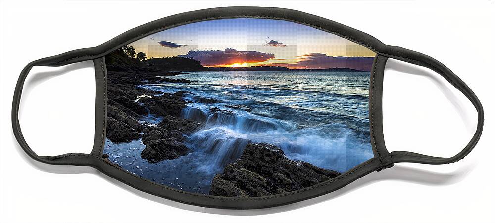 Ber Face Mask featuring the photograph Sunset on Ber Beach Galicia Spain by Pablo Avanzini