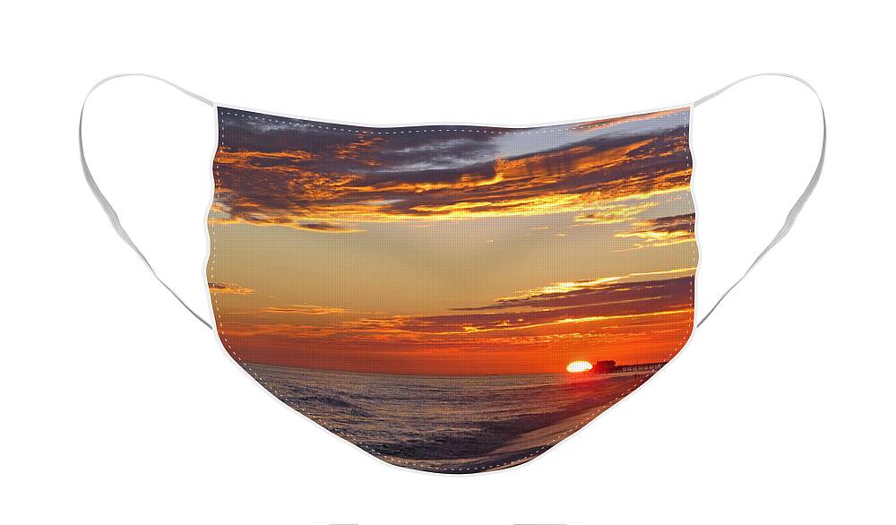 Sunset Face Mask featuring the photograph Sunset On Newport Beach by Kelly Holm