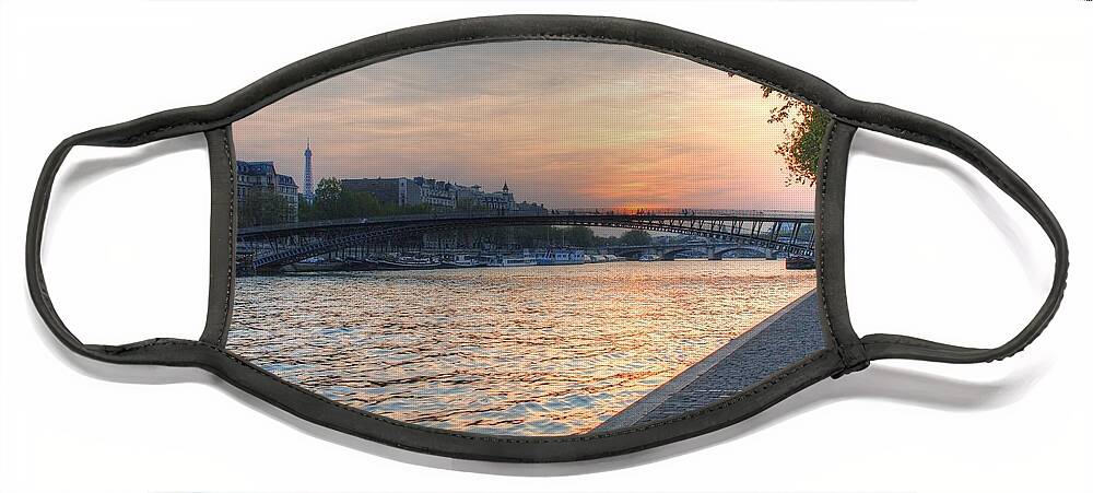 Seine Face Mask featuring the photograph Sunset on the Seine by Jennifer Ancker