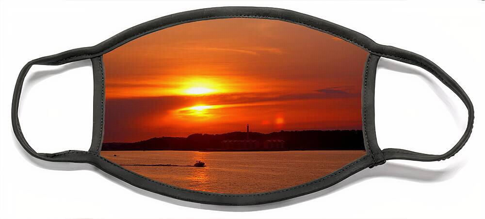 Sunset Face Mask featuring the photograph Sunset Over Lake Ozark by Cricket Hackmann