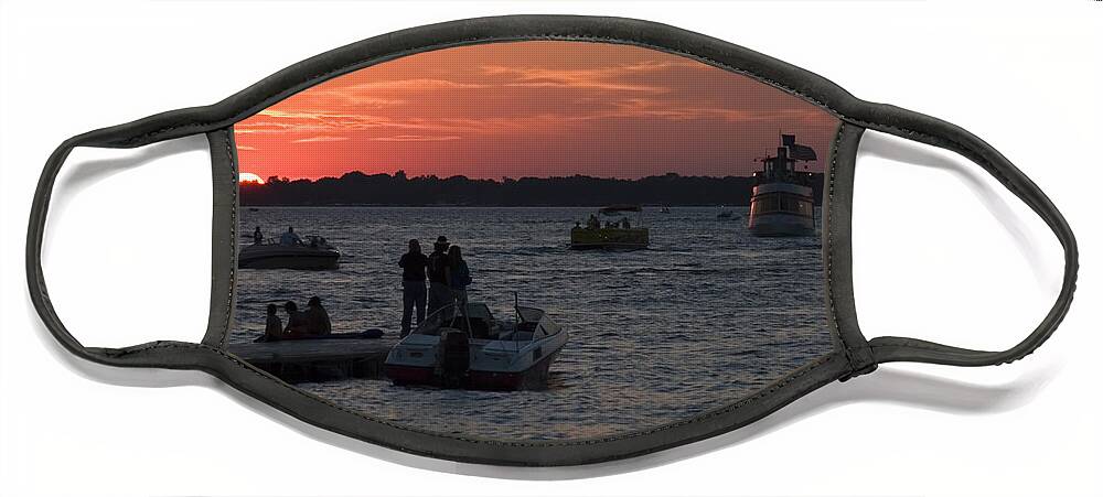 Okoboji Face Mask featuring the photograph Sunset Queen by Steven Krull