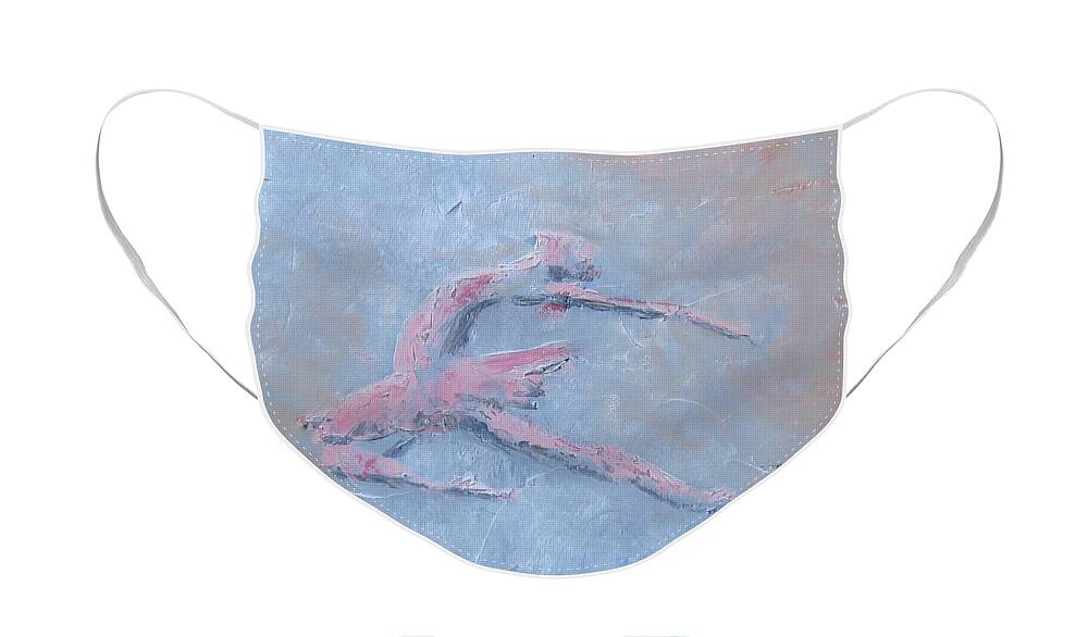 Dance Face Mask featuring the painting Swan Lake II by Emily Page